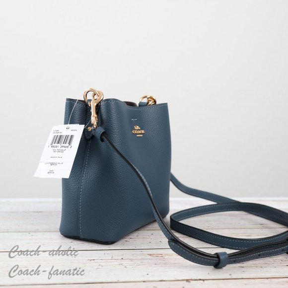 Coach C7266 Mini Town Bucket Bag Leather Crossbody in Denim - Picture 5 of 11